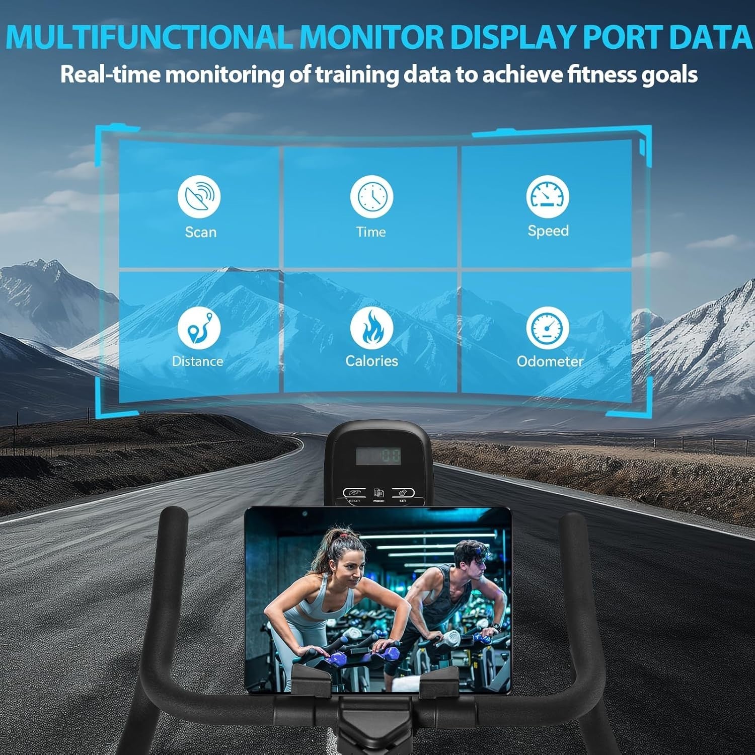 Smart Bluetooth Indoor Spin Bike w/ LCD Display, App Sync, 16kg Flywheel 350lb