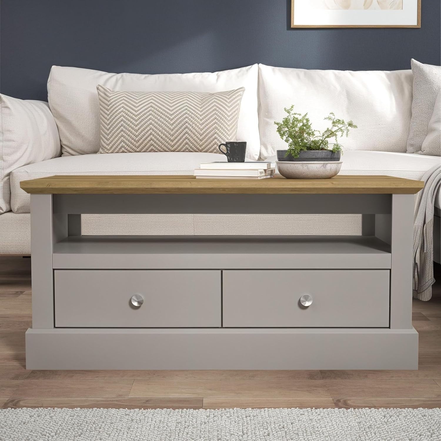 Lift Top Coffee Table with Storage Drawers – Modern Space Saver for Living Room