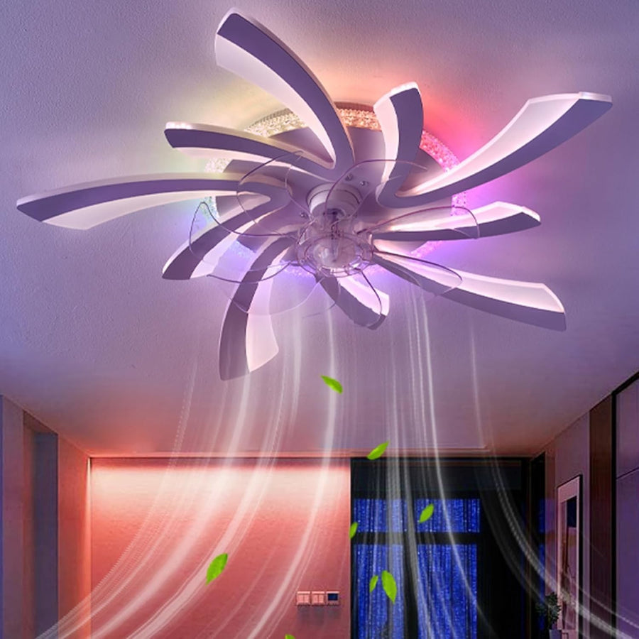 GWYAJTU RGB Ceiling Fan Light, Smart LED, Remote/App, 6-Speed DC Motor