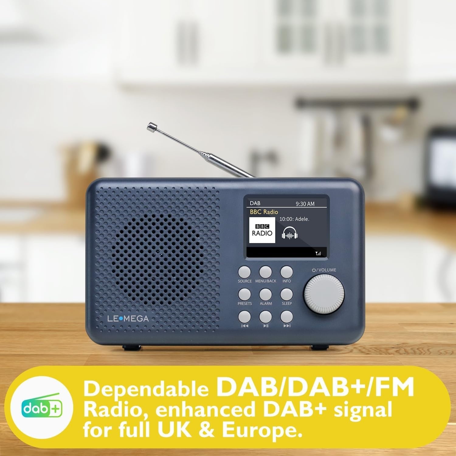 Portable DAB/DAB+ Bluetooth Radio FM USB Dual Alarm Colour Display