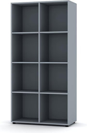 8 Cube Storage Unit Tall Bookcase Shelving Modern Display Organiser Grey