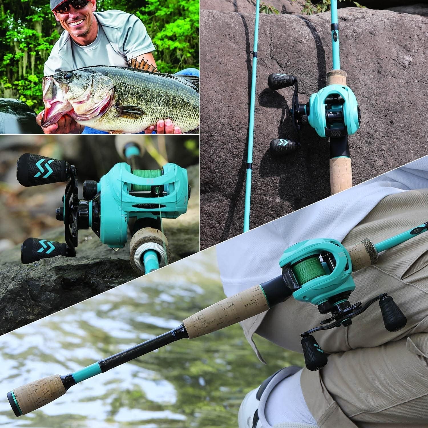 8.0:1 Baitcaster Rod Reel Combo 2.1m Carbon Fibre Travel Set