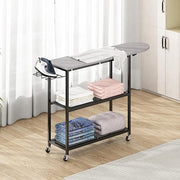 Ironing Board with Storage Shelves Foldable Laundry Station Clothes Organizer