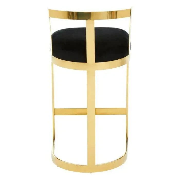 Black Velvet Bar Stool – Gold Frame, Arched Base, Luxe Modern Design