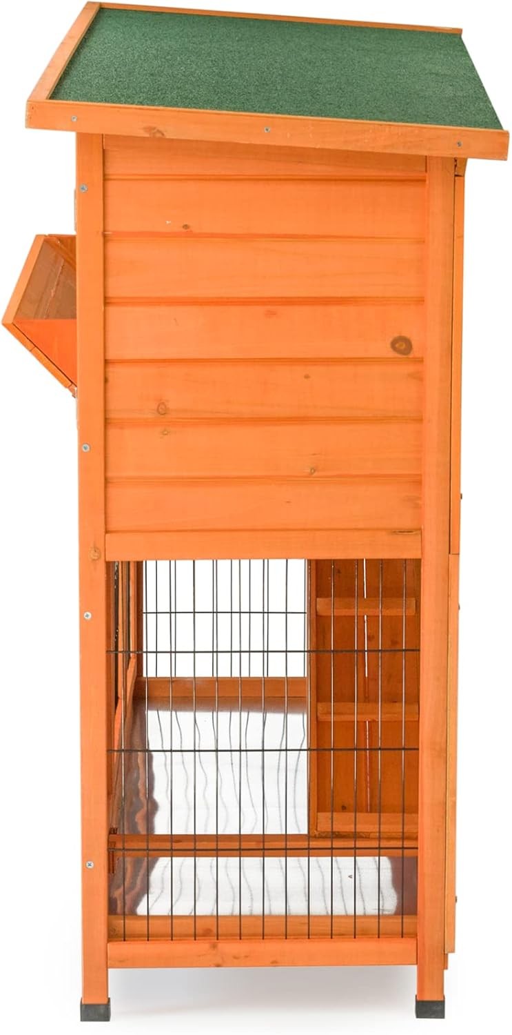 Large 2 Tier Rabbit Hutch with Enclosed Run Wooden Outdoor Cage Tray