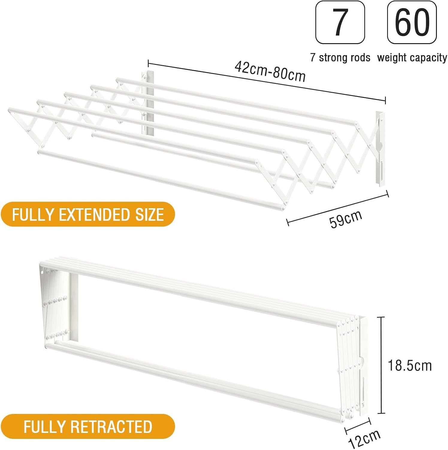 Wall Mounted Clothes Airer Retractable Drying Rack Space Saving