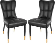 High Back Faux Leather Dining Chairs Set of 2 Modern Padded Accent Seats