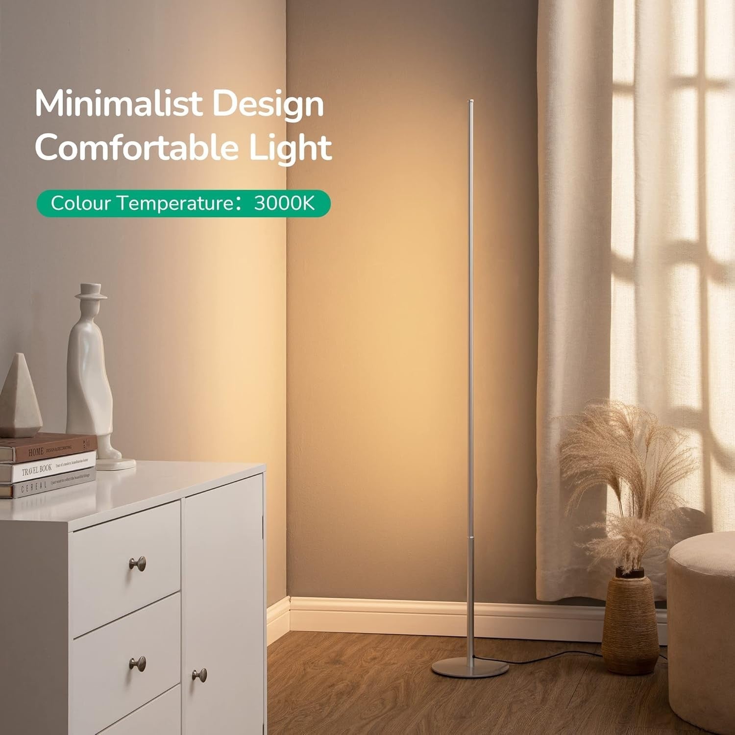Dimmable LED Floor Lamp 2 Pack 57.5" Slim Standing Warm White Light
