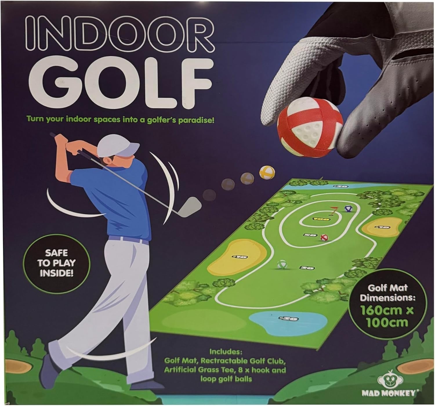 Mini Golf Play Mat Indoor Home Putting Game Set 160x100cm with Balls
