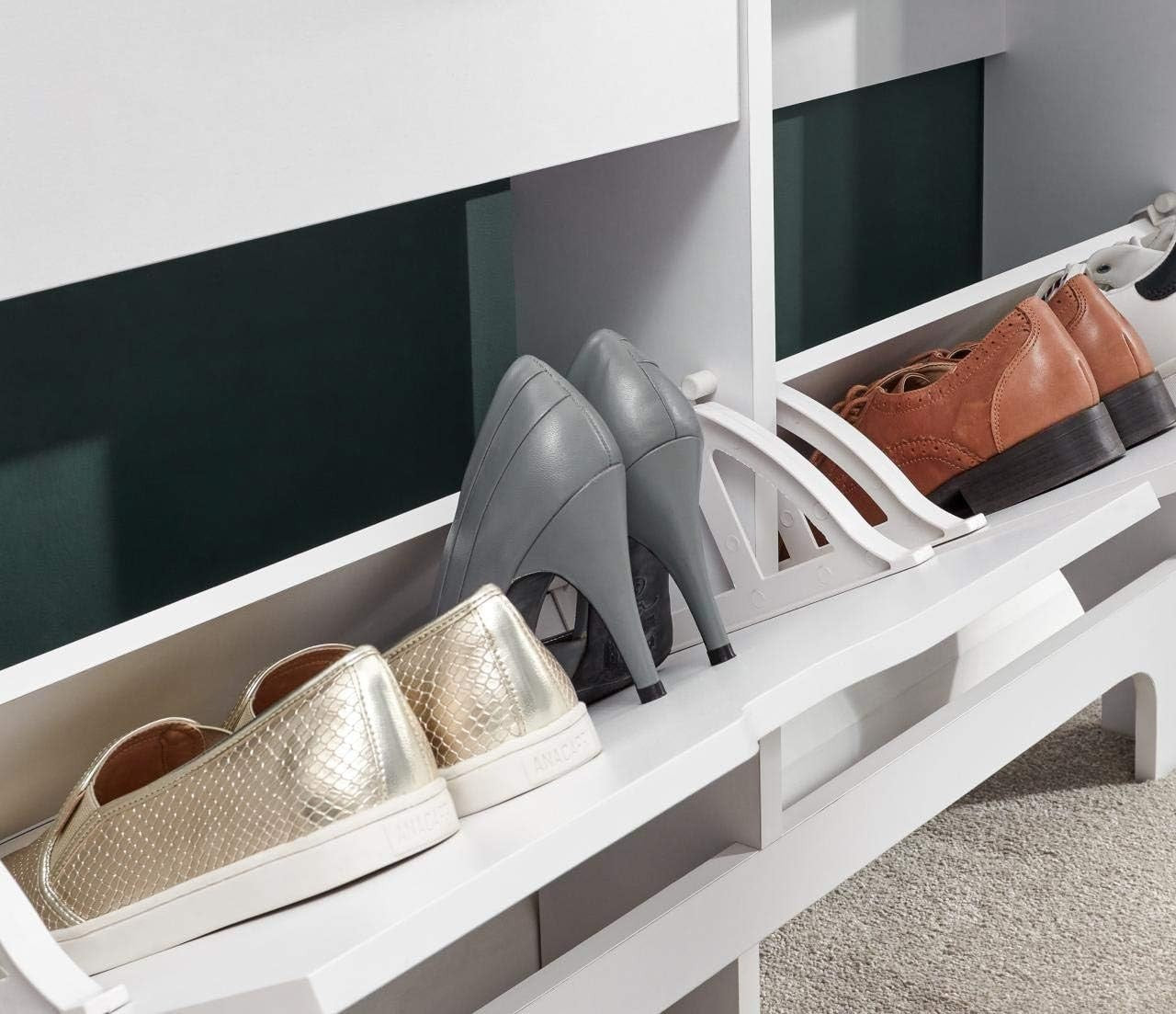 Narrow 2 Door Shoe Storage Cabinet with 6 Drawers 102x17x90 cm White