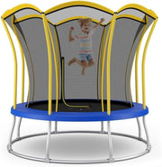 10FT Outdoor Garden Trampoline Safety Enclosure Net Steel Springs Yellow