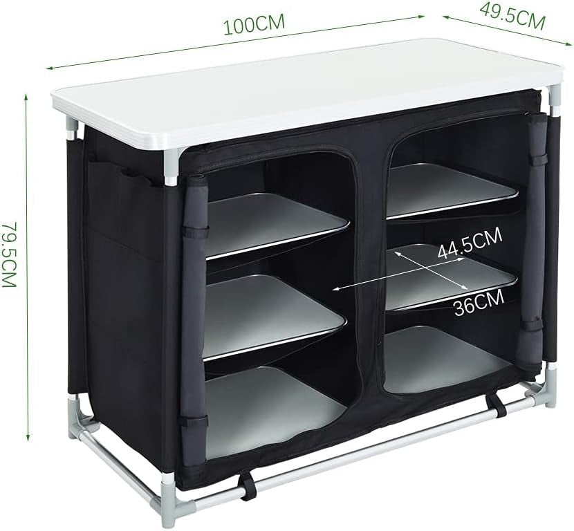 Portable Camping Kitchen Cupboard with 6 Shelves, Foldable Outdoor Storage