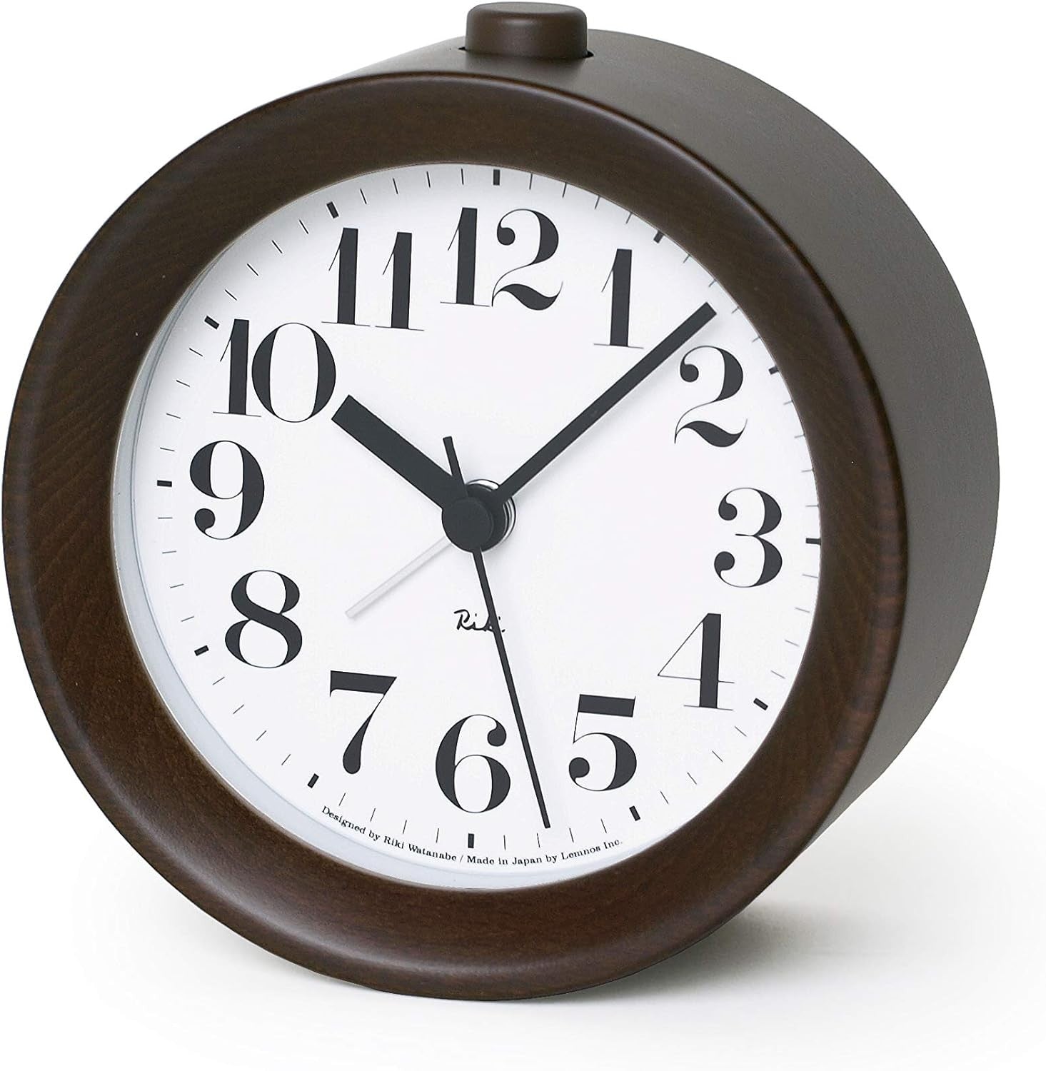 Minimalist Wooden Alarm Clock Silent Quartz Bedside Desk Clock Brown