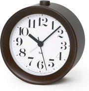 Minimalist Wooden Alarm Clock Silent Quartz Bedside Desk Clock Brown