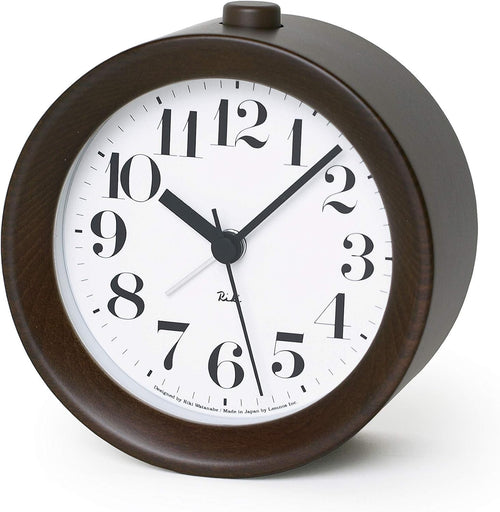 Minimalist Wooden Alarm Clock Silent Quartz Bedside Desk Clock Brown