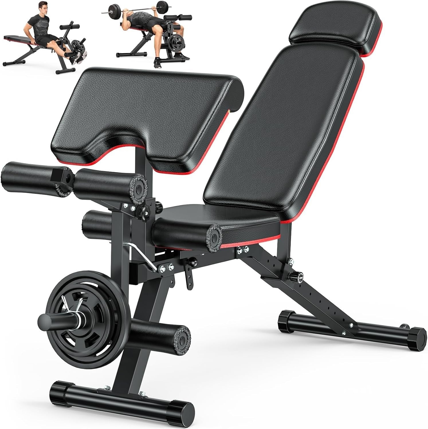 All-in-One Adjustable Gym Bench With Leg Extension & Preacher Pad