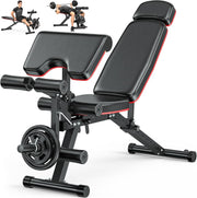 All-in-One Adjustable Gym Bench With Leg Extension & Preacher Pad