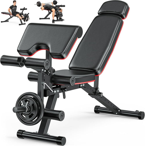 All-in-One Adjustable Gym Bench With Leg Extension & Preacher Pad