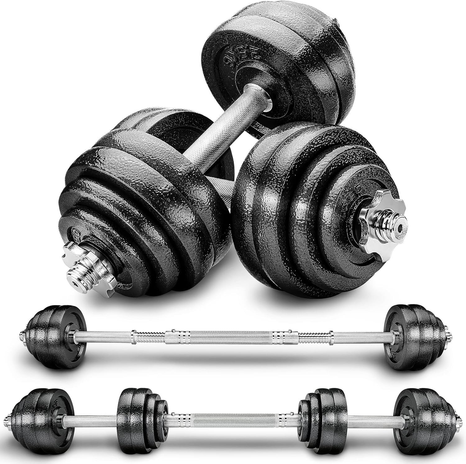 30KG Adjustable Dumbbell & Barbell Set 2-in-1 Spinlock Home Gym Weights