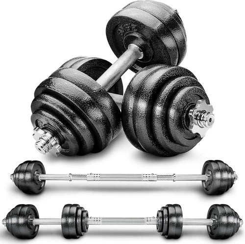 30KG Adjustable Dumbbell & Barbell Set 2-in-1 Spinlock Home Gym Weights