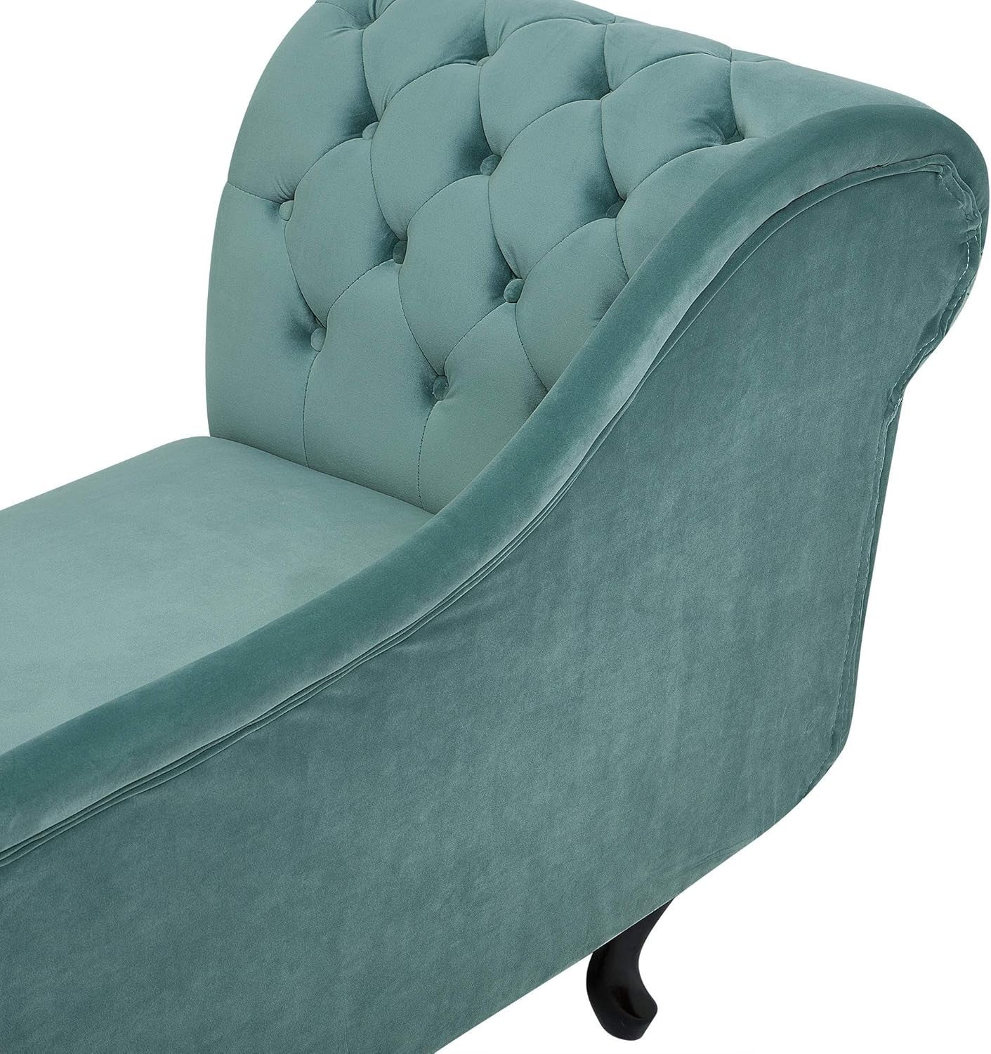 Mint Green Velvet Chaise Lounge Left Hand Tufted Chesterfield Sofa Seat