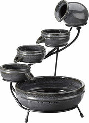 Ceramic Solar Waterfall Bird Bath Fountain – Outdoor Garden Water Feature