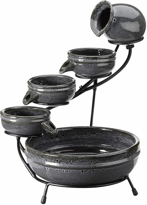 Ceramic Solar Waterfall Bird Bath Fountain – Outdoor Garden Water Feature