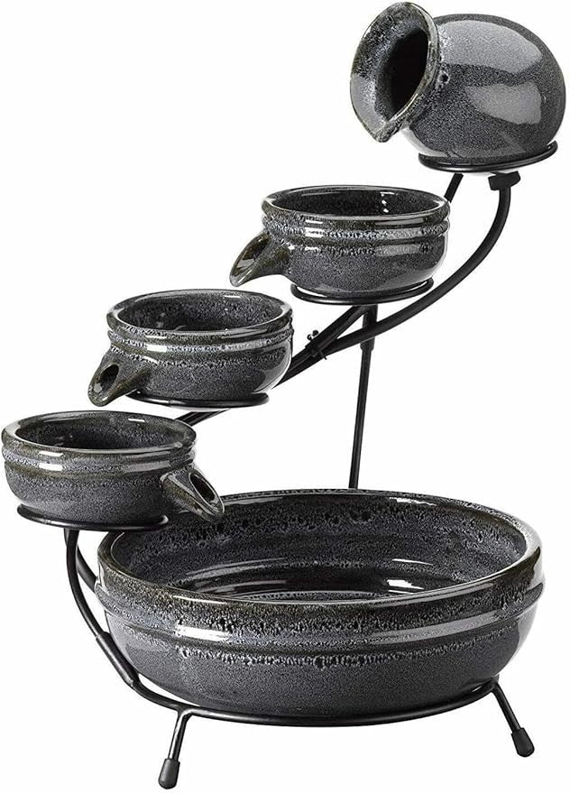 Ceramic Solar Waterfall Bird Bath Fountain – Outdoor Garden Water Feature
