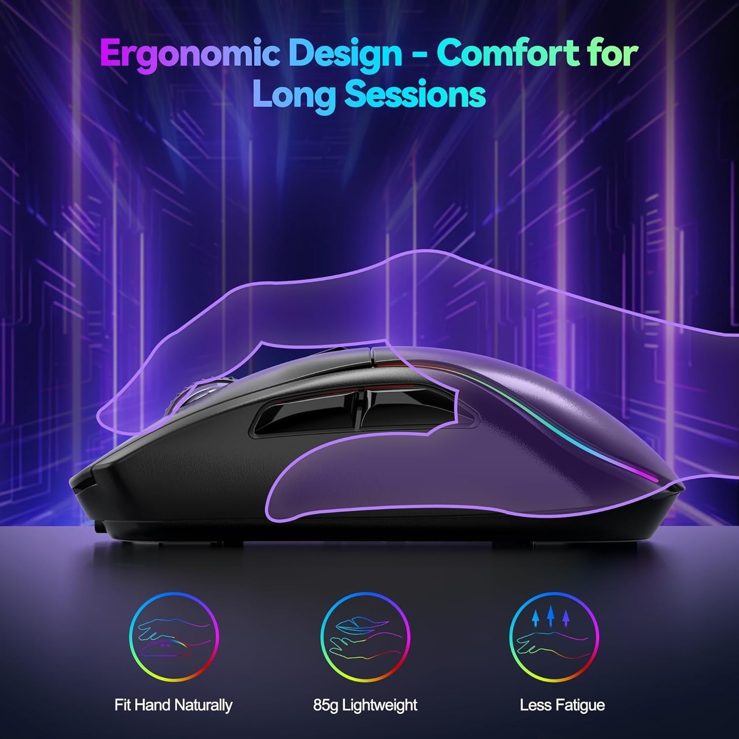 Tri-Mode Wireless Gaming Mouse 24000 DPI RGB 1000Hz
