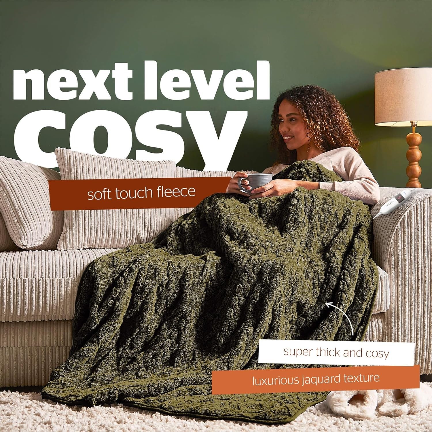 Electric Heated Throw Blanket 120x160cm Super Cosy Fleece 9 Heat Settings