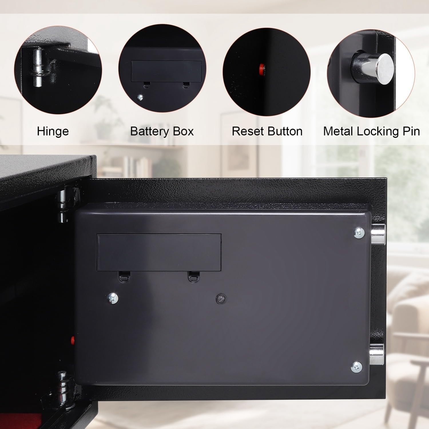 16.9L Fireproof Waterproof Safe Box Key Lock Cash Document Safe