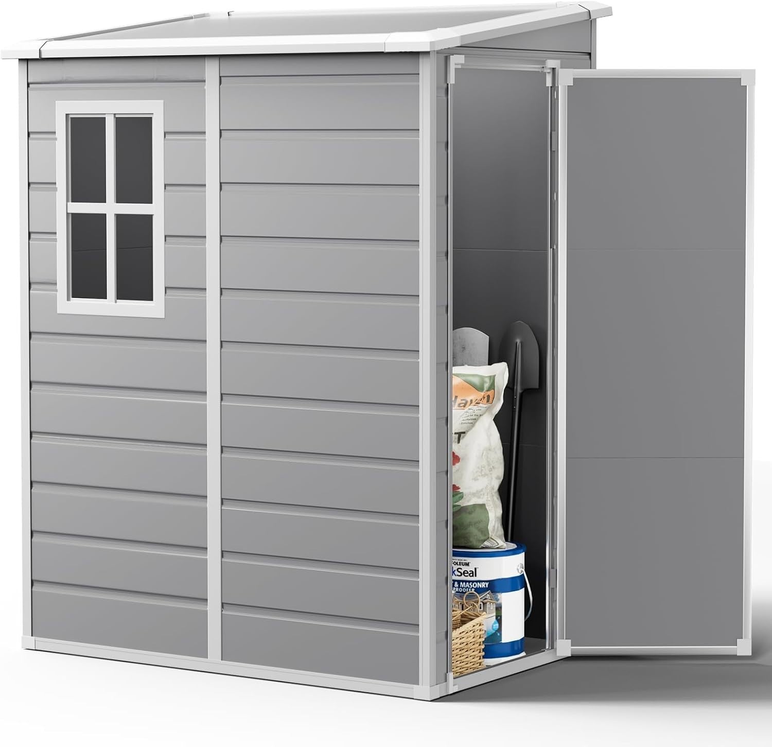 4.5x3.6FT Lockable Plastic Garden Shed with Floor Waterproof Outdoor Storage