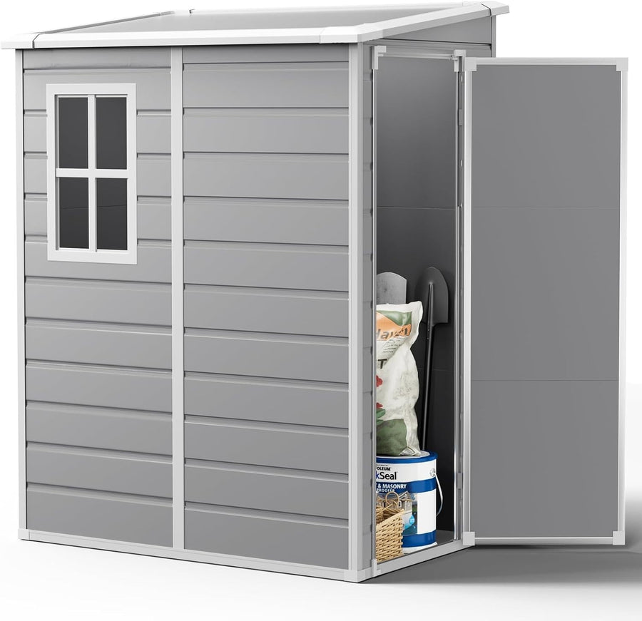 4.5x3.6FT Lockable Plastic Garden Shed with Floor Waterproof Outdoor Storage
