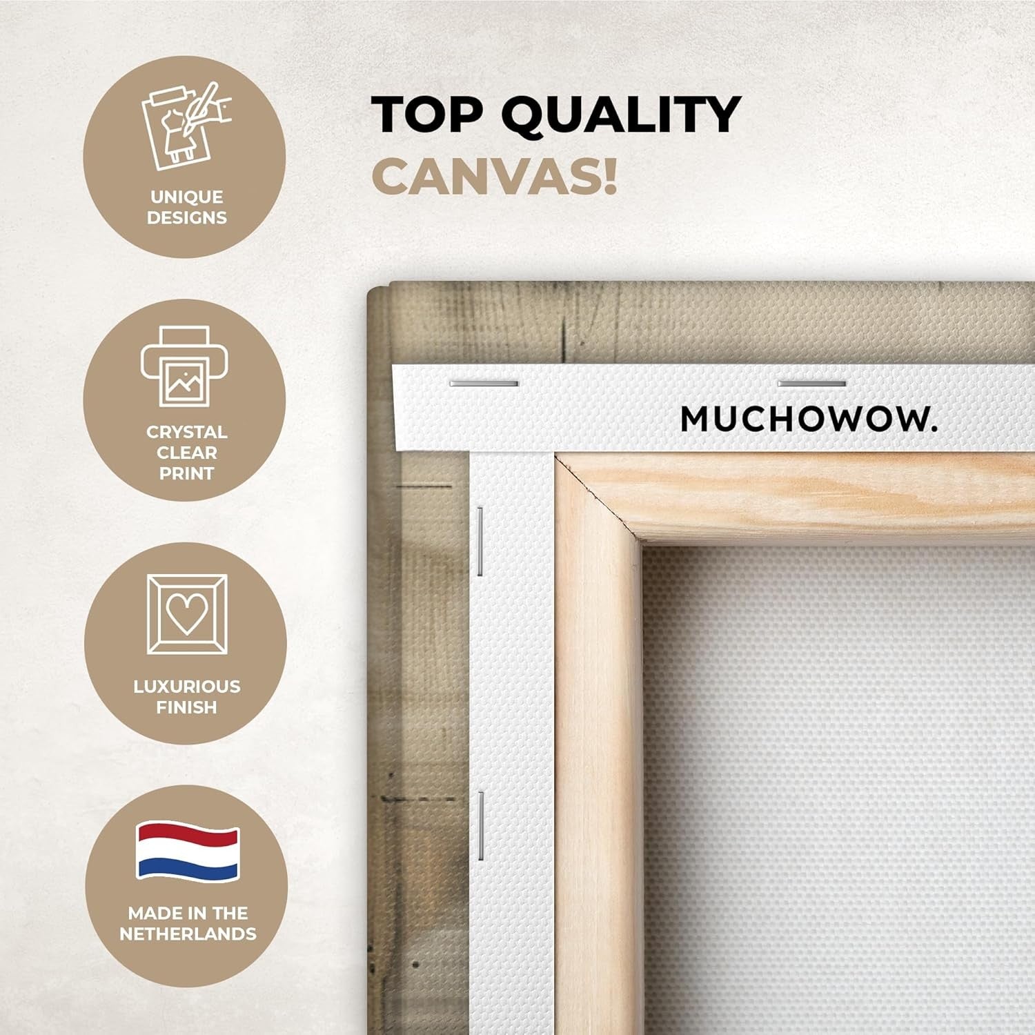Large Abstract Canvas Wall Art 120x80cm Modern Industrial Beige Wall Decor