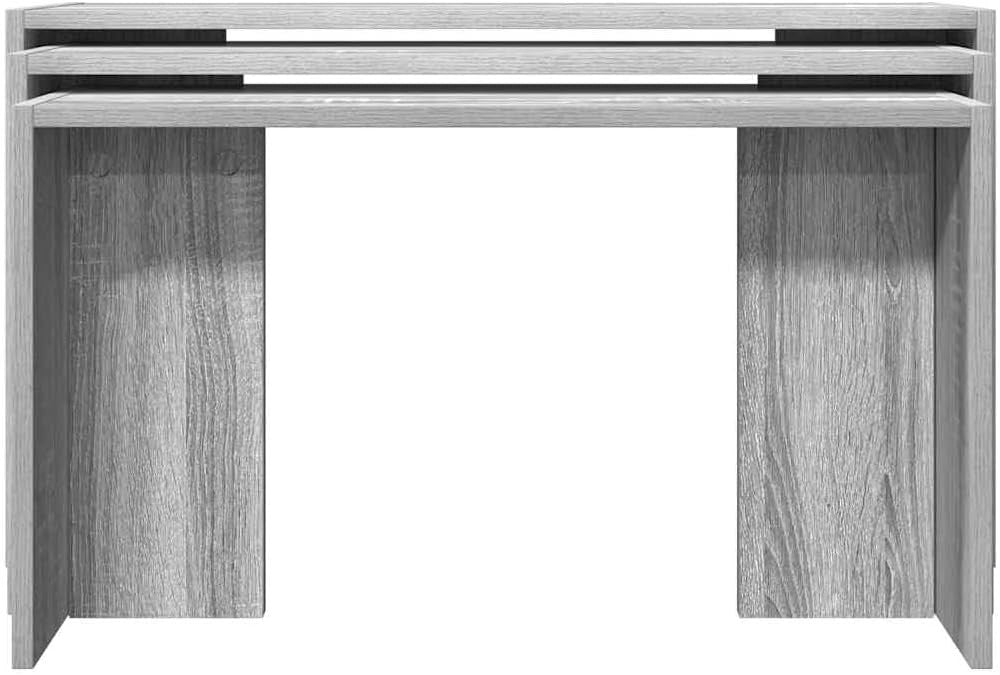Grey Nesting End Side Tables Set of 3 Modern Space Saving Durable Engineered Woo