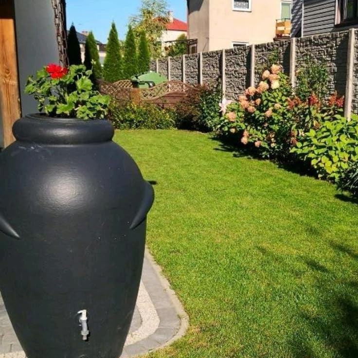 360L Anthracite Garden Water Butt with Tap & Complete Connection Kit