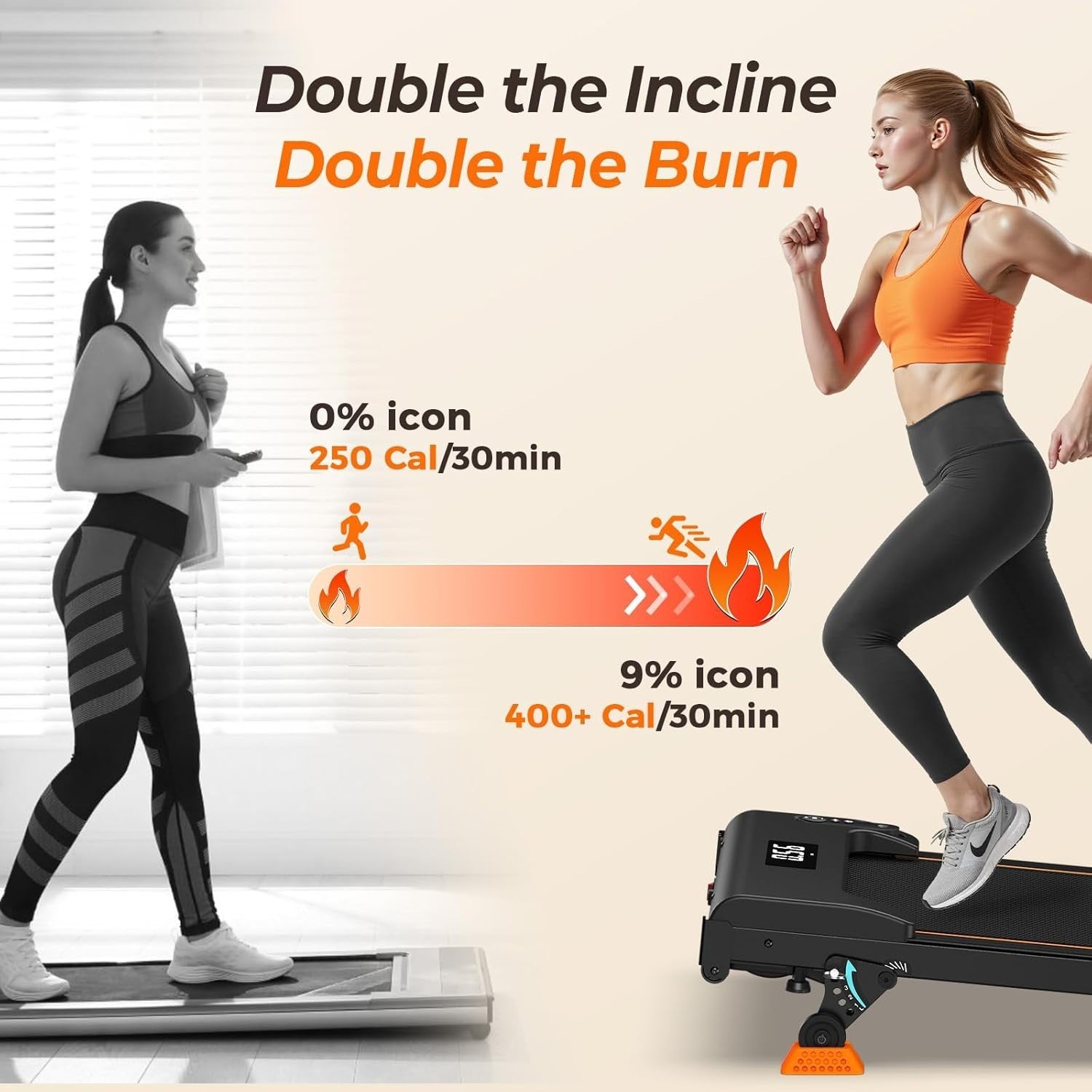 Under Desk Treadmill 0-9% Incline 40x100cm Running Belt Home Gym Quiet Motor