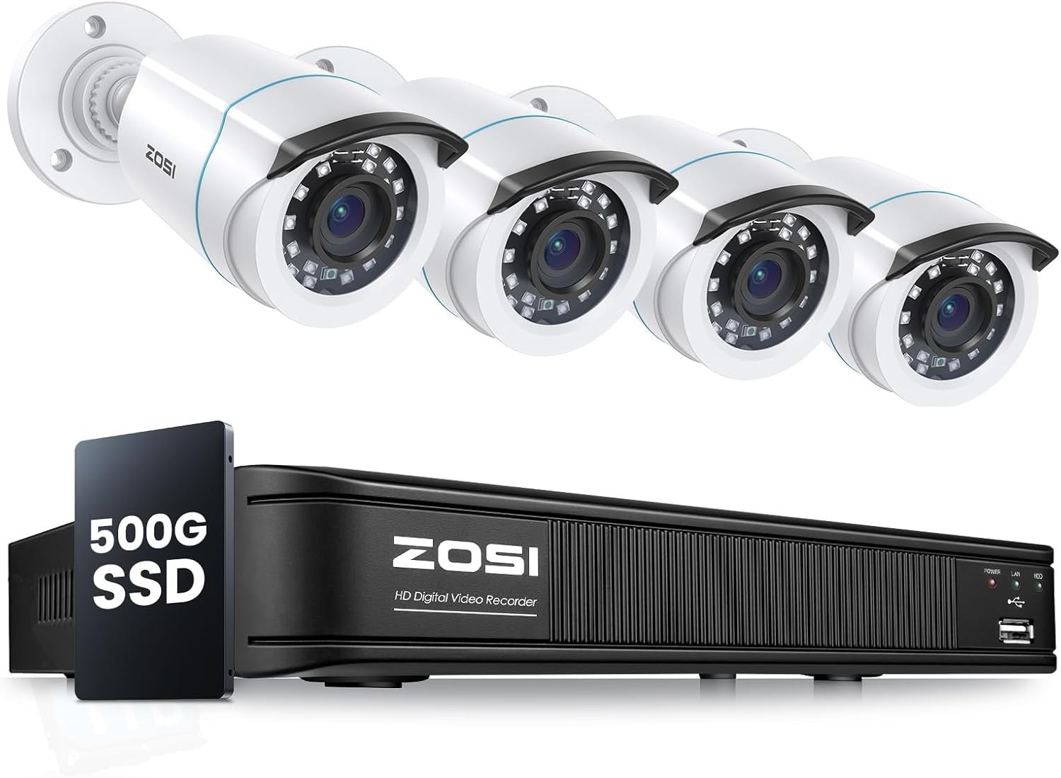1080P CCTV Security Camera System 8CH DVR 500GB 4 Cameras Night Vision