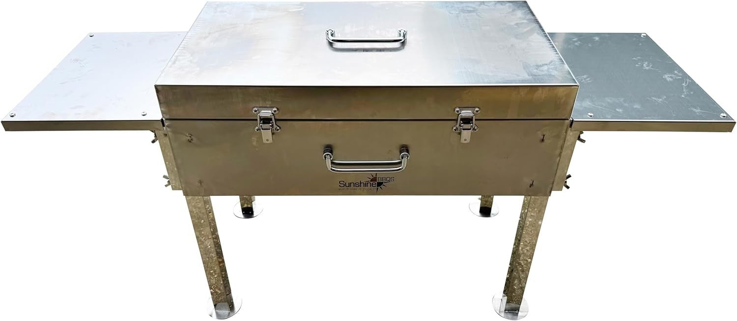 Stainless Steel Rotisserie BBQ Grill Portable Outdoor Charcoal Barbecue
