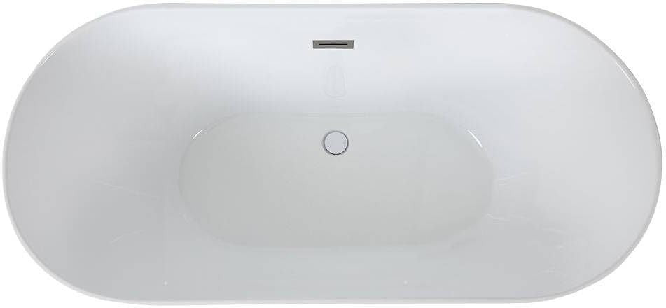 White Double Ended Freestanding Bath 1600x750mm Copper Overflow