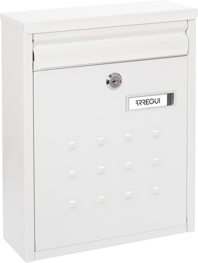 Wall Mounted Lockable Mailbox A4 Size Steel Waterproof Slim Design White