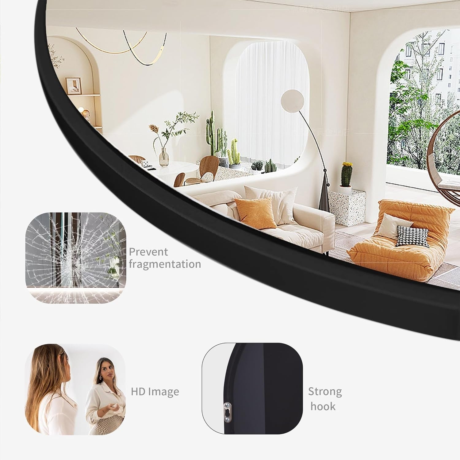 Black Arch Full Length Mirror 150x40cm Wall Leaning Mirror for Bedroom Hall