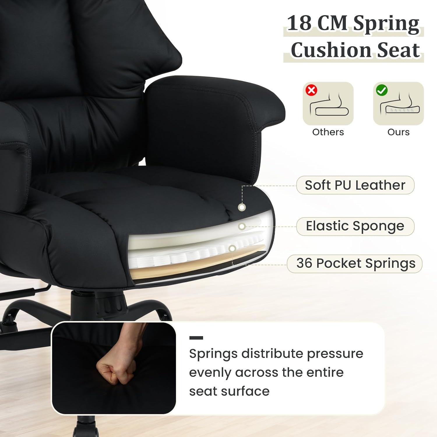 Executive Office Chair High Back PU Leather Swivel Tilt
