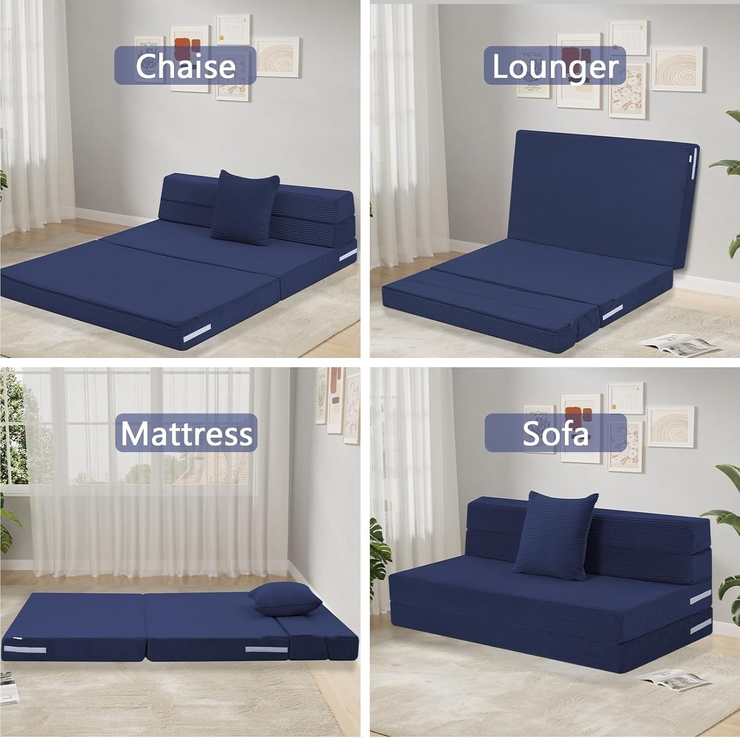 Fold Out Sofa Bed Double High Density Foam Guest Futon Mattress Chair