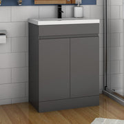 500mm Grey Bathroom Vanity Unit with Basin Floor Standing 2 Door Sink Cabinet