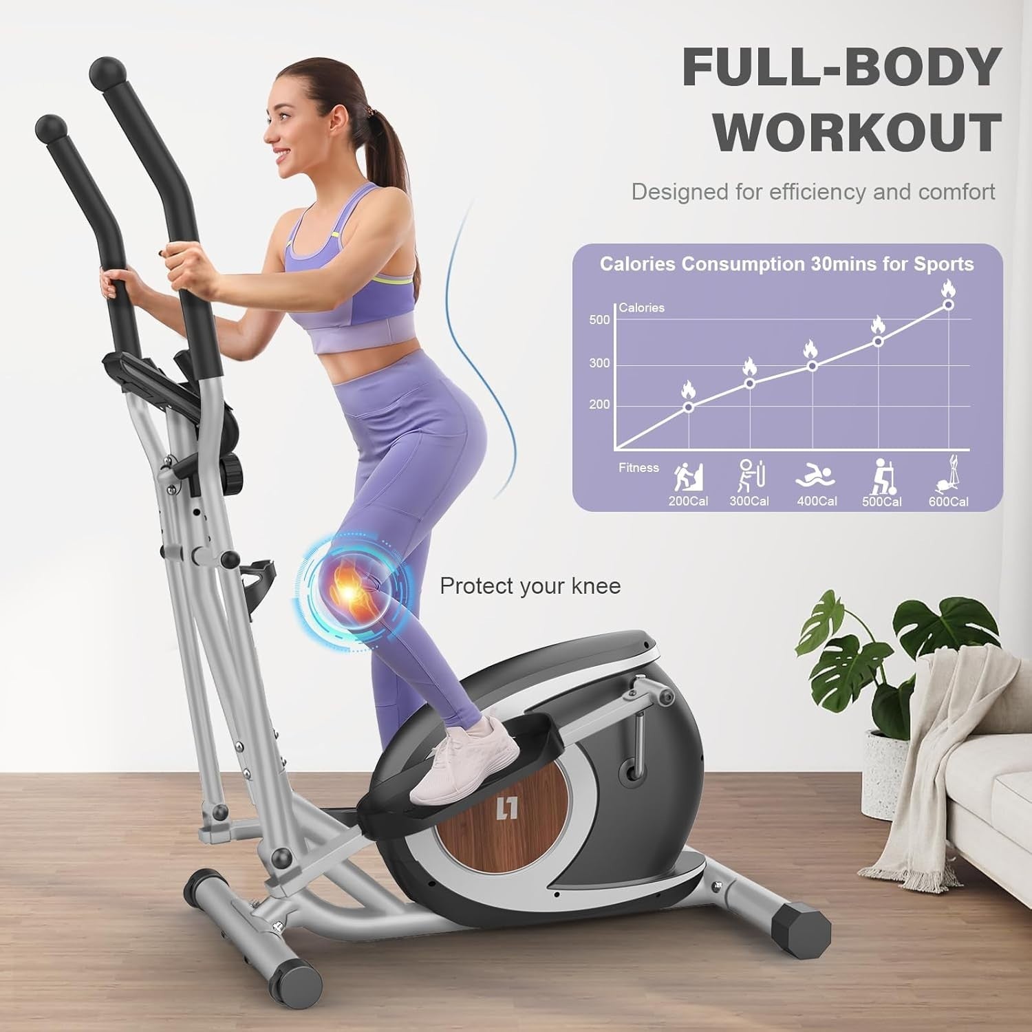 Ultra-Quiet Elliptical Cross Trainer 16-Level Magnetic Resistance Home Gym