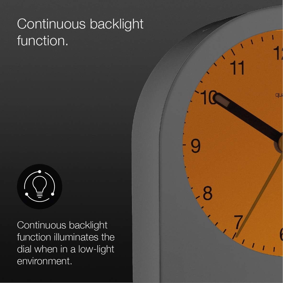 Analogue Alarm Clock Snooze Quiet Quartz Backlight Bedside White