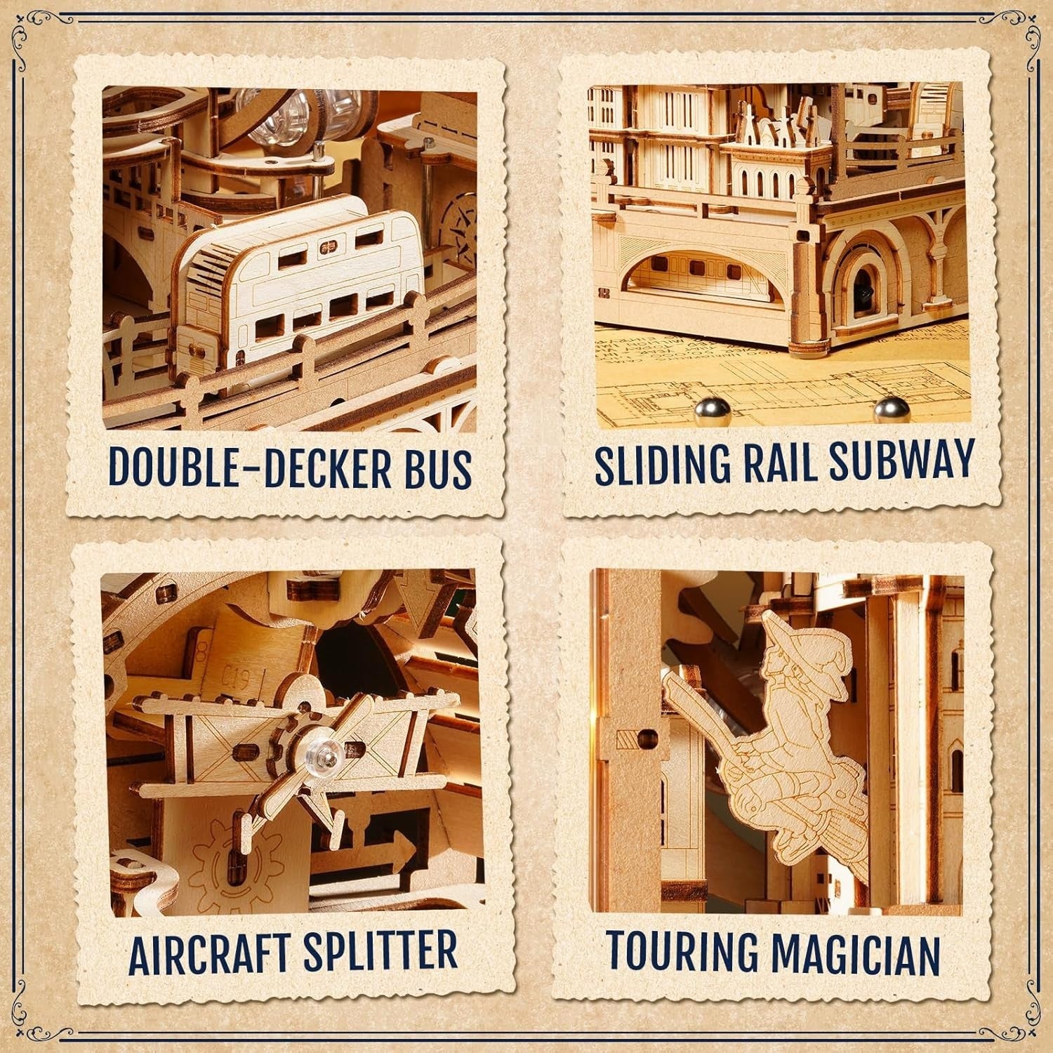 3D Wooden Marble Run London Model Kit LED Mechanical Puzzle 431Pc