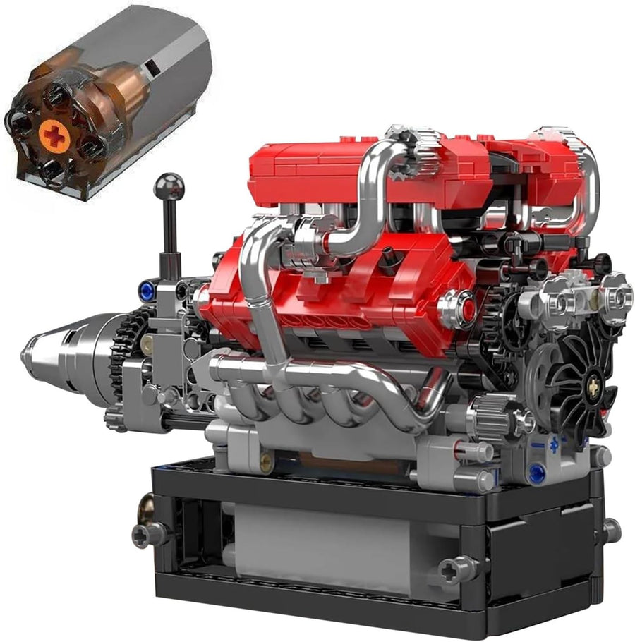 Visible V8 Engine Building Blocks Kit 750+pcs DIY Mechanical Model Toy