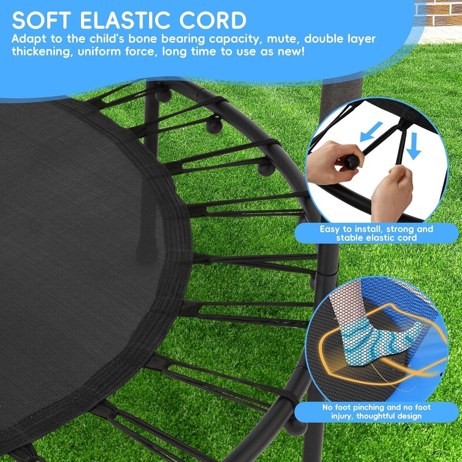 Blue Toddler Trampoline 140cm with Safety Enclosure Indoor Outdoor